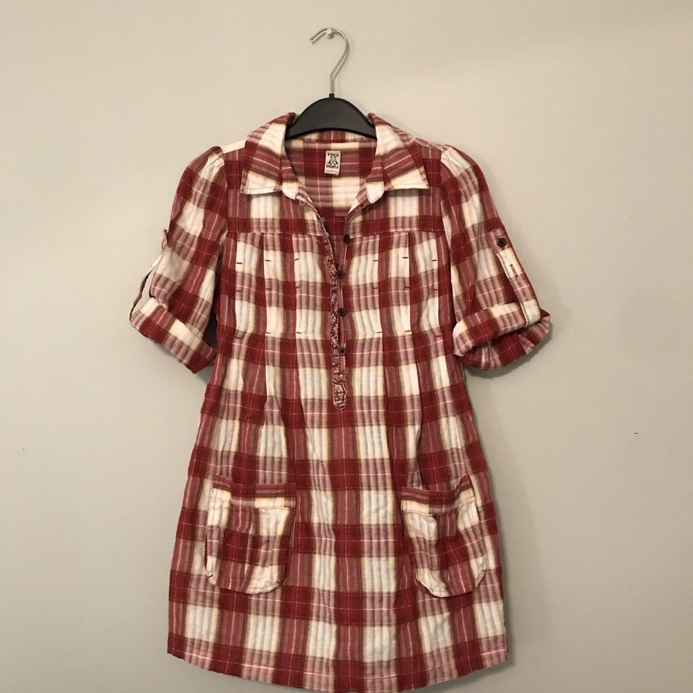 plaid free people tunic
